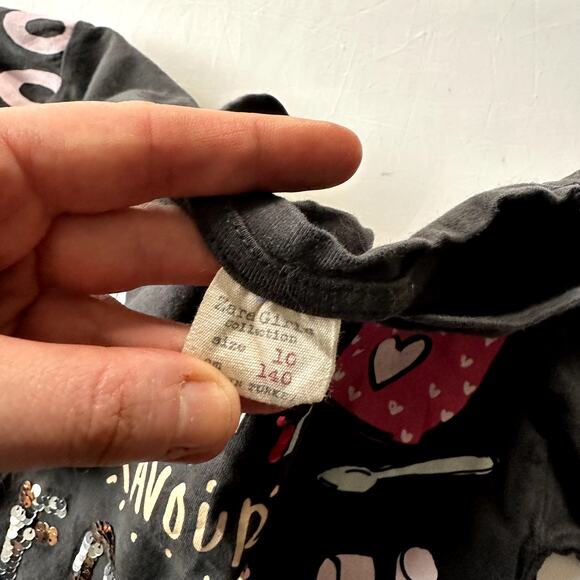 Zara Girls My Favorite Foods Sequin Long Sleeve Top Sz 10 - Picture 4 of 5